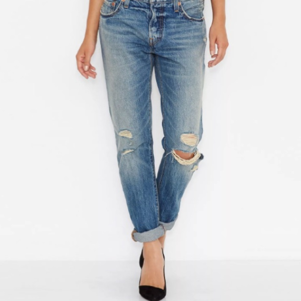 Levi’s Premium 501 Distressed Skinny Jeans Raw Hems 25W 26L
